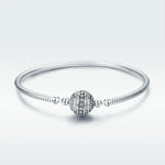 Bracciale rigido in argento sterling S925 con zirconi 17-20 cm