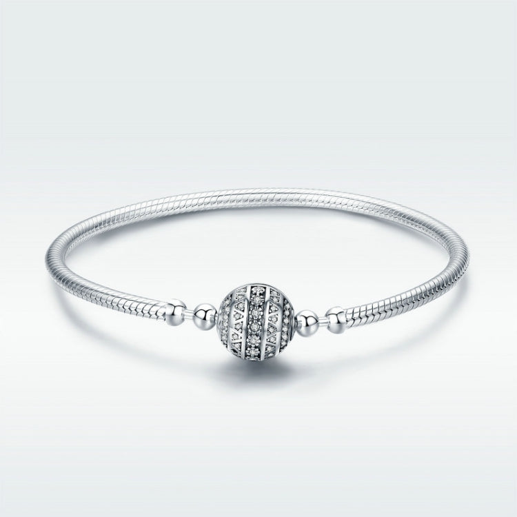 Bracciale rigido in argento sterling S925 con zirconi 17-20 cm