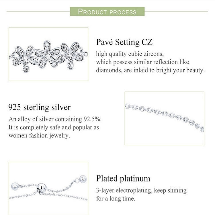 Bracciale donna argento sterling S925 Daisy Lady 22 cm