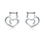 Orecchini gatto in argento 925 donna 1,1 cm