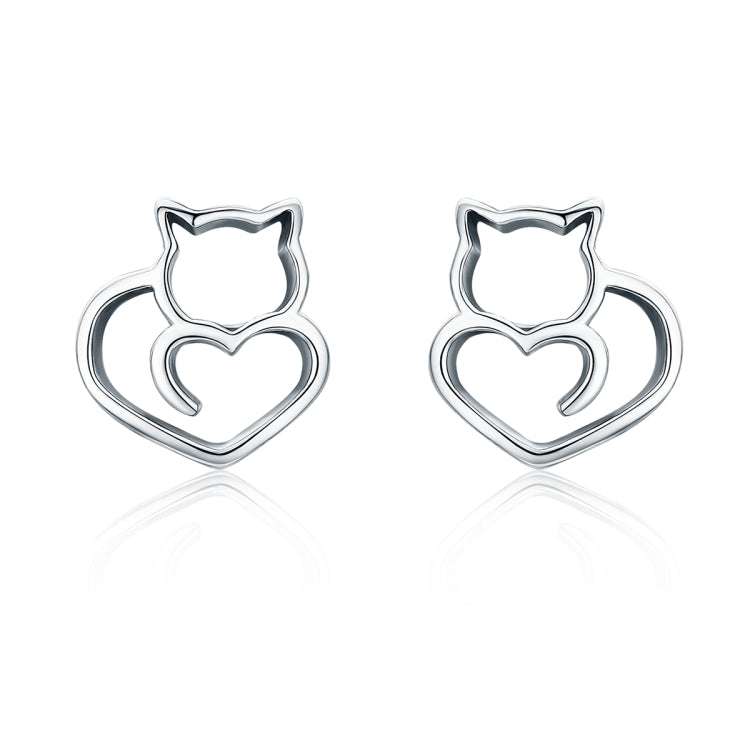 Orecchini gatto in argento 925 donna 1,1 cm