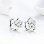 Orecchini gatto in argento 925 donna 1,1 cm