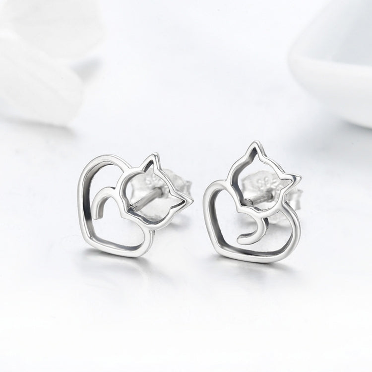 Orecchini gatto in argento 925 donna 1,1 cm