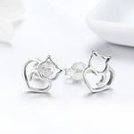 Orecchini gatto in argento 925 donna 1,1 cm