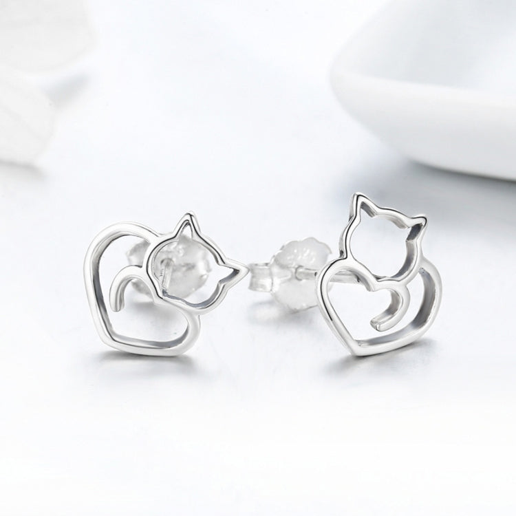Orecchini gatto in argento 925 donna 1,1 cm