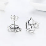 Orecchini gatto in argento 925 donna 1,1 cm