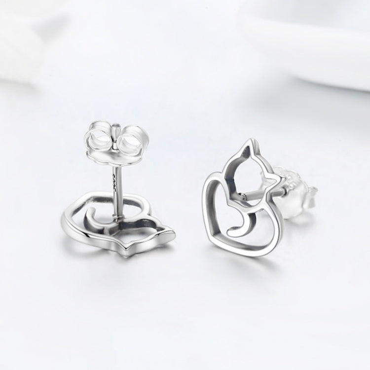 Orecchini gatto in argento 925 donna 1,1 cm