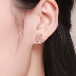 Orecchini gatto in argento 925 donna 1,1 cm