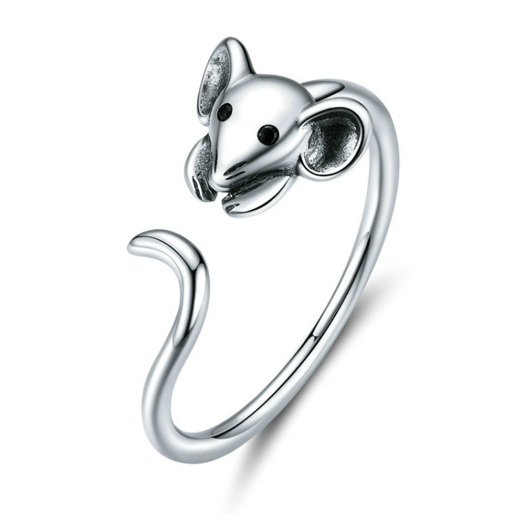 Anello aperto in argento sterling con ratto zodiacale