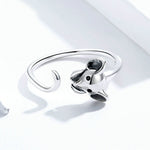 Anello aperto in argento sterling con ratto zodiacale