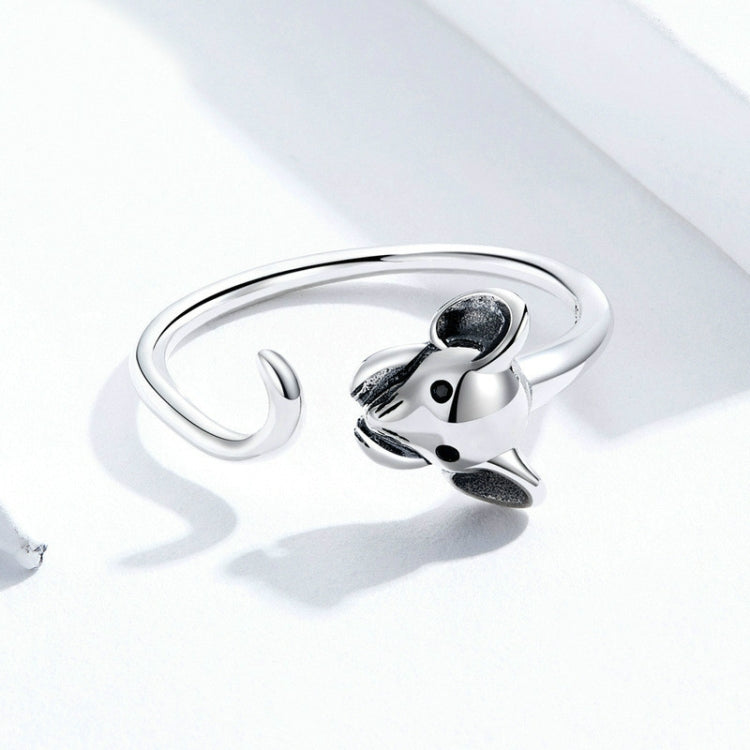 Anello aperto in argento sterling con ratto zodiacale