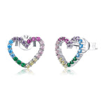 Orecchini cuore arcobaleno in argento sterling S925