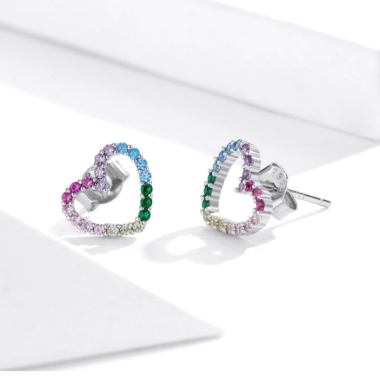 Orecchini cuore arcobaleno in argento sterling S925
