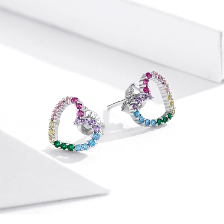 Orecchini cuore arcobaleno in argento sterling S925
