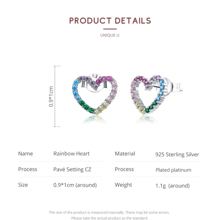 Orecchini cuore arcobaleno in argento sterling S925