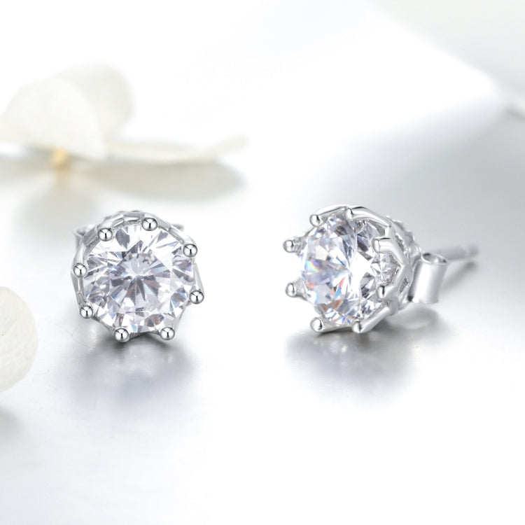 Orecchini a bottone in argento 925 con zirconi 0,6 cm