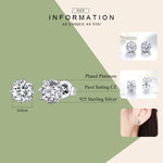 Orecchini a bottone in argento 925 con zirconi 0,6 cm