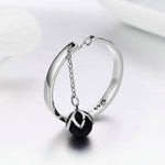 Anello aperto con perla in argento sterling S925