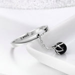 Anello aperto con perla in argento sterling S925