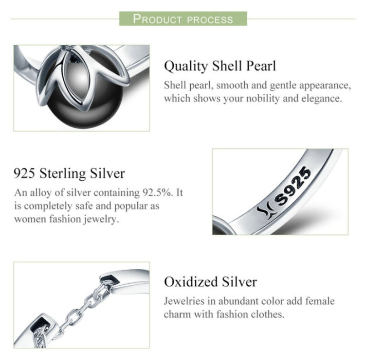 Anello aperto con perla in argento sterling S925