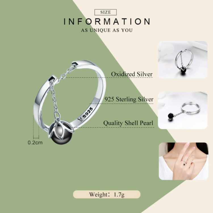 Anello aperto con perla in argento sterling S925