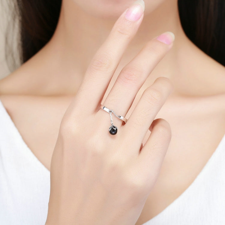 Anello aperto con perla in argento sterling S925