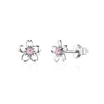 Orecchini a fiore in argento sterling S925 con zirconi