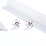 Orecchini a fiore in argento sterling S925 con zirconi