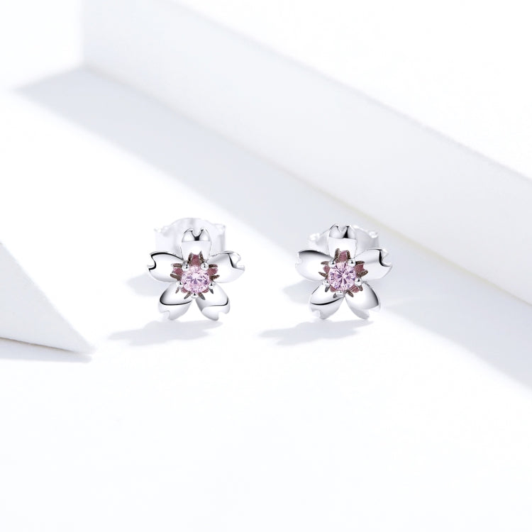 Orecchini a fiore in argento sterling S925 con zirconi