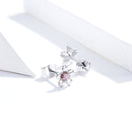 Orecchini a fiore in argento sterling S925 con zirconi