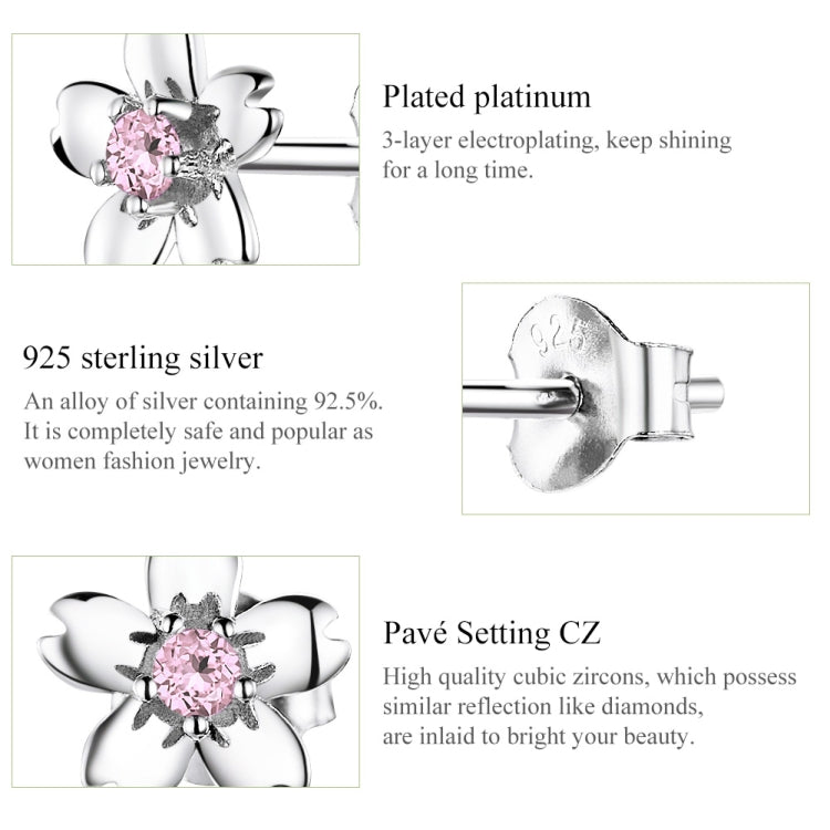 Orecchini a fiore in argento sterling S925 con zirconi