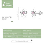 Orecchini a fiore in argento sterling S925 con zirconi