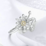 Anello donna argento 925 con tarassaco e zirconi