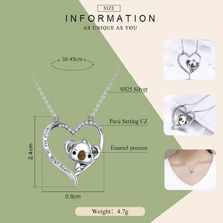 Collana da donna in argento sterling Koala S925 con zircone