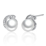 Orecchini donna perle argento 925 con zirconi 1,1x0,9 cm