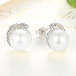 Orecchini donna perle argento 925 con zirconi 1,1x0,9 cm