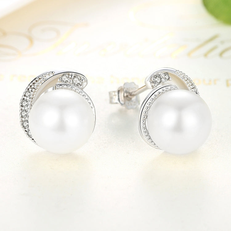 Orecchini donna perle argento 925 con zirconi 1,1x0,9 cm