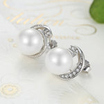 Orecchini donna perle argento 925 con zirconi 1,1x0,9 cm