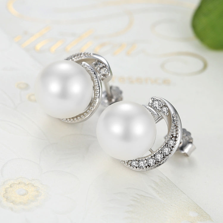 Orecchini donna perle argento 925 con zirconi 1,1x0,9 cm