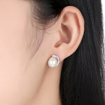 Orecchini donna perle argento 925 con zirconi 1,1x0,9 cm