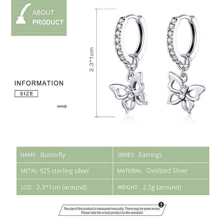 Orecchini in argento sterling S925 con zirconi 2,3x1 cm