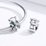Perline sfuse con ciondolo volpe in argento 925