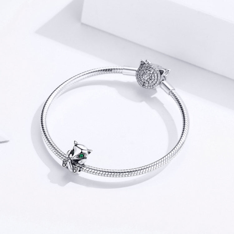 Perline sfuse con ciondolo volpe in argento 925