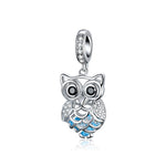 Pendente gufo in argento 925 con zirconi blu