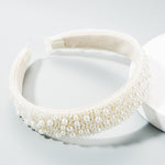 Fascia per capelli bianca con perle 3 cm