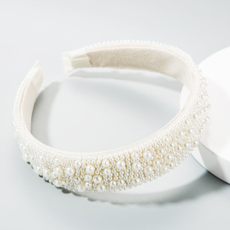 Fascia per capelli bianca con perle 3 cm