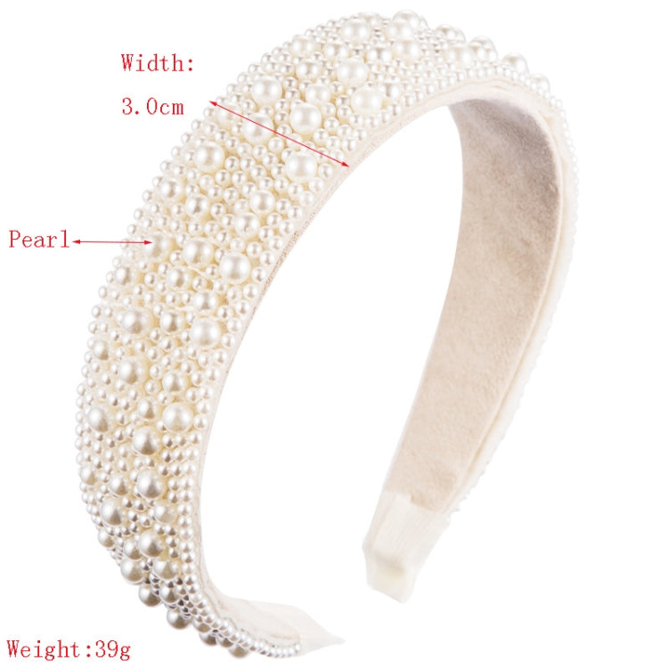 Fascia per capelli bianca con perle 3 cm