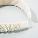 Fascia per capelli bianca con perle 3 cm