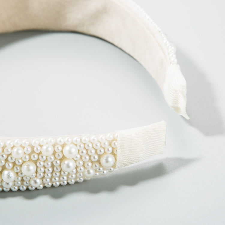 Fascia per capelli bianca con perle 3 cm