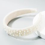 Fascia per capelli bianca con perle 3 cm